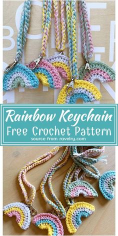 the rainbow keychain crochet pattern is shown