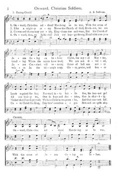 an old sheet music with the words onward, christian soldiers