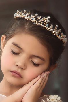 This tiara is a show stopper!  A beautiful blend of colorful pearlized drops sit atop a golden crown.  A perfect addition to our dresses for just the right touch of whimsy. Flower Girl Tiara, Dog Size Chart, Girls Tiara, Tiara Hairstyles, Golden Crown, Flower Girl Hairstyles, Kids Hair, Shoe Size Chart, Kids Hairstyles