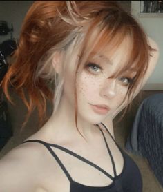 Dyed Blonde Hair Ideas, Blonde And Orange Hair Highlights, Ginger Hair With White Highlights, Ginger And Blonde, Cosplay Hairstyles, Ginger Blonde Hair, Orange Hair Dye, Ginger Blonde, Blonde Underneath