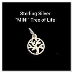 "Sterling Silver MINI Tree of Life Charm on an OPEN jump ring.  Would be a perfect addition to a charm bracelet, a VERY small pendant or a very cute pair of earrings!! PLEASE NOTE:  THIS CHARM IS CALLED a \"MINI\" TREE OF LIFE CHARM....IT IS JUST A TINY BIT OVER .25\". MEASUREMENTS .31\" or 8mm ROUND .50\" from top of jump ring to bottom of charm" Tiny Tree, Mini Tree, Silver Tree, Small Pendant, Tree Of Life, Charm Bracelet, Charms, Bracelet, Sterling Silver