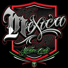 a black background with the words mexico written in red, white and green lettering on it