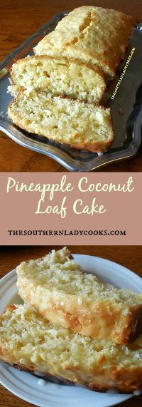 pineapple coconut loaf cake on a plate