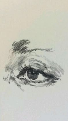 a pencil drawing of an eye with the iris partially closed and part of it visible