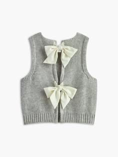 Bow Front Sweater Vest Vest And Bow Tie, Tops For Women Casual, Fall Knitting, Tie Sweater, Bow Sweater, Style Preppy, Top Streetwear, Versatile Outfits, Sweater Tank Top