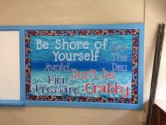 a sign on the wall that says be shore of yourself and avoid the void don't be pressure crabby