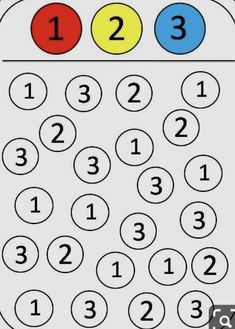 a coloring page with numbers on the top and bottom half, including two circles in each corner