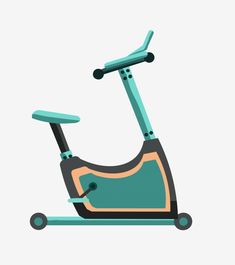 an exercise bike is shown in this flat style