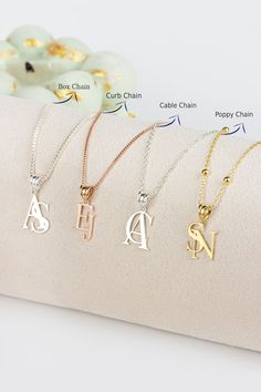 Double Initial Necklace 14K Solid Gold Two Letter Necklace Custom Double Initial Necklace Couple Necklace Personalized Gift for Her - Etsy Double Initial Necklace, Letter Pendent, Couple Initial Necklace, Letter Necklace Initials, Necklace Couple, M Necklace, Couple Necklace, Kitchen Art Prints, Couple Necklaces