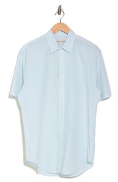 Refresh your essentials with this regular fit short-sleeve button-up shirt constructed from a breathable linen-enhanced cotton with a curved hem. 29" length (size Medium) Front button closure Point collar Short sleeves 65% cotton, 35% linen Machine wash, tumble dry Imported Vacation Tops, Girls Shoes Kids, Winter Sneakers, Pajama Robe, Winter Snow Boots, Sandals Brands, Short Sleeve Button Up, Girls Jeans, Free People Dress