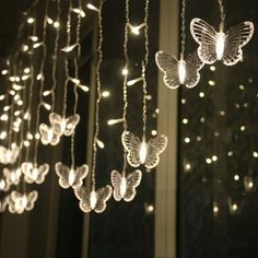 96 LED Butterfly String Lights - Total length is 11.5ft and 96 LEDs in total including 16 butterflies 8 Lighting Modes and set Timer, Brightness. Timer Function: this butterfly curtain lights will stay on for 6 hours and then turn off automatically 8 Modes Settings - Butterfly Curtain Lights has 8 working modes including: Combination, In Waves, Sequential, SLO GLO, Changing / Flashing, Slow Fade, Twinkle / Flash, and Steady On. Energy saving and eco-friendly and it won't heat after a long time use, so it is very safe for your decoration! Perfect Decoration and Wonderful Gift - The Curtain Twinkle Lights are perfect for indoor and outdoor decorations. Such as Christmas, Valentine's Day, festival, holiday, wedding, party, home, hotel, commercial building, shopping center, etc. It is definite Butterfly String Lights, Led Butterfly, Peacock Gifts, Snake Gift, Led Garland, Dolphin Gifts, Squirrel Gift, Deer Gifts, Led Curtain Lights