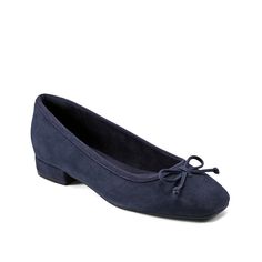 Rockport-Sadie Ballet Flat Jazz up your look with the Sadie ballet flat from Rockport. Square toe with a bow detail lends enhanced appeal to this leather slip-on. The truTECH technology provides amazing underfoot cushioning support and shock absorption in the heel. Navy Ballet Flats, Womens Ballet Flats, Ballet Flat, Sneakers Boots, Bow Detail, Leather Slip Ons, Shoes Online, Ballet Flats, Kids Shoes