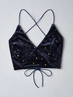 Star Crop Top, Navy Blue Velvet, Taylor Swift Outfits, Galaxy Print, Blue Crop Tops, Indian Designer Outfits, Fashion Attire, Cropped Cami