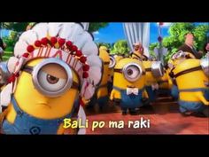 the minions from despicable me are dancing in front of some other minion characters