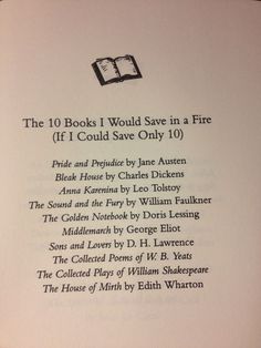 the ten books i would save in a fire if i could save only 10