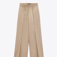 Beige 98% Cotton Pants New With Tags Summer Wide Leg Work Pants With Welt Pockets, Wide Leg Work Pants With Welt Pockets For Summer, Spring Beige Wide Leg Work Pants, Tailored Neutral Pants For Spring, Classic Wide Leg Work Pants For Spring, Summer Wide Leg Work Pants, Tailored Trousers From Zara, Spring Neutral Bottoms With Welt Pockets, Classic Neutral Pants For Spring