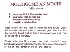 the instructions for mochime an mochi microwave