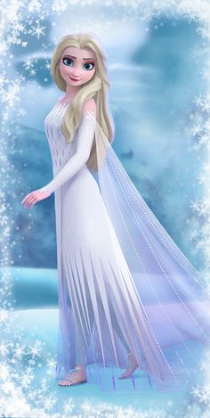 the frozen princess is dressed in white