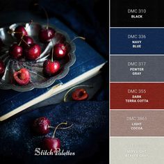 the color scheme is red, white and blue with some cherries on top of it