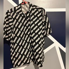 Brand New, Use Once. H&m Summer Streetwear Tops, Trendy H&m Summer Shirt, H&m Black Relaxed Fit Top, H&m Black Collared Top, H&m Black Casual Shirt, Casual Black H&m Tops, Casual Black H&m Shirt, Casual Black Shirt By H&m, Black Collared H&m Tops