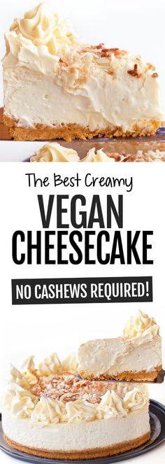 the best creamy vegan cheesecake no cashews required is on this plate