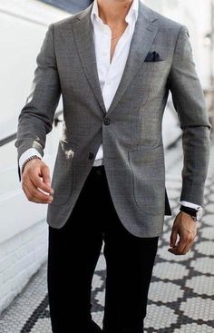 Grey Blazer Men Outfit, Gray Blazer Outfit Mens, Dark Grey Blazer Outfit, Grey Blazer Mens, Blazer Men Outfit, Blazer Outfits For Men, Grey Blazer Outfit, Outfit Grey