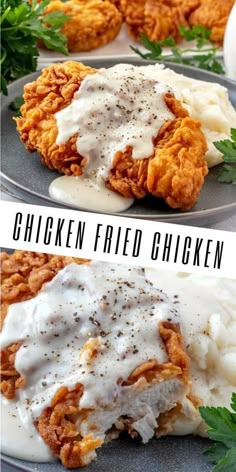 chicken fried chicken with country gravy Chicken Fried Chicken Recipe, Chicken Fried Chicken, Fried Chicken Recipe, One Pot Dinners, Diner Recept, Fried Chicken Recipes, Chicken Fried, Chicken Dishes Recipes, Chicken Dinner Recipes