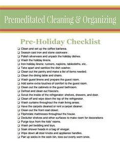 the pre - holiday checklist is shown here