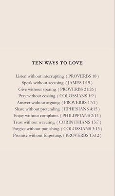 the back cover of ten ways to love, written in black and white on a beige background