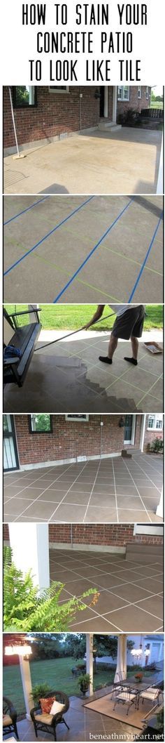 the before and after shots of an outdoor patio