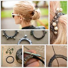 Hair Bands Diy, Pretty Designs, Hair Beads, Hair Elastics, Crochet Hair Styles