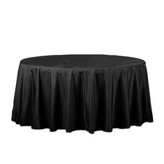 a round table with black cloth on it