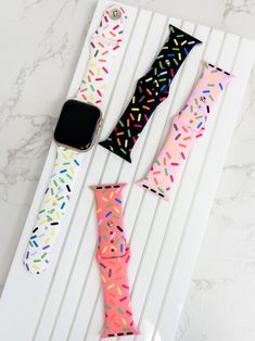 Our bands have been tested to fit all sizes of Apple watches and all series, the larger face sizes will have a tiny gap on the sides noticeable only if you're looking for it! Fits sizes: 38mm, 40mm, 42mm, 44mm S/M Band fits 6"- 7½" wrist M/L Band fits 6¾"- 8 3/8" wrist Apple Watches, Band Fits, Large Face, Girly Accessories, Chic Boutique, Apple Watch Bands, Christmas List, Watch Band