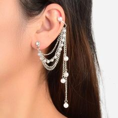 This Unique Piece Is A Wonderful Addition To Your Wardrobe And Your Style; Sure To Get Lots Of Compliments! Can Be Worn On Either The Left Or The Right Ear! Gsumpr50400j9rs Rhinestone Ear Cuff, Carnival Holiday, Boho Drop Earrings, French Modern, Cheap Earrings, Carnival Festival, Sweet Earrings, Modern French, Irish Jewelry