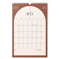 a calendar with the word july on it