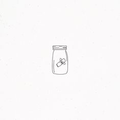 a drawing of a mason jar with a bow on it's lid and a piece of chocolate in the jar