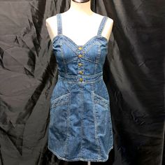 Form Fitting Denim Dress. Sleeveless . Royal Blue Midi Dress, Wednesday Addams Dress, Addams Dress, Charmeuse Dress, Jessica Howard Dress, Cotton Sundress, Blue Sleeveless Dress, Striped Midi Dress, Flattering Dresses