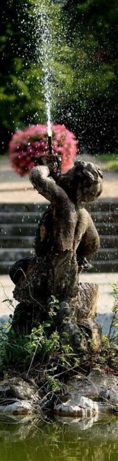 a fountain spewing water onto the ground