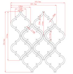 the measurements for an ornamental tile pattern