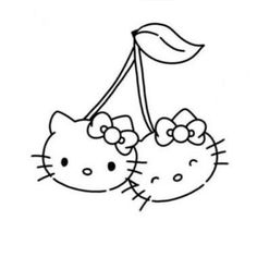 hello kitty coloring pages for kids to print out and color with the cat on it's head