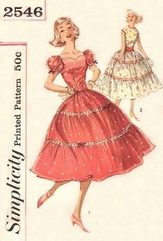 Three Tiered Skirt, Patio Dress, Dress Sleeves, Fashion Illustration Vintage, Trim Dress, Retro Mode