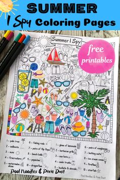 a summer coloring page with the text free printables