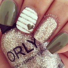 Nice ;) Unghie Nail Art, Cute Nail Art Designs, Get Nails, Sparkly Nails, Cute Nail Art, Fabulous Nails, Cute Nail Designs, Fall Nail Designs, Fancy Nails