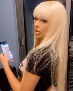 Blonde Sew In With Bangs, Blond Weave, Unique Wig Hairstyles, Bangstyle Hair Medium, Long Hair Fringe, Dolly Hair, Bang Fringe, Terrible Haircuts, Hair Platinum Blonde