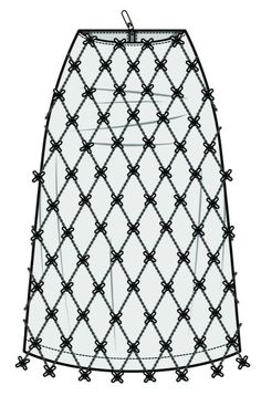 the front view of a skirt with black and white lines on it