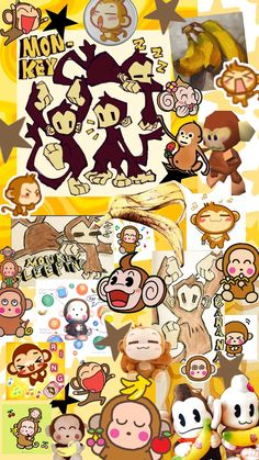 several stickers are arranged in the shape of different animals and people, including monkeys