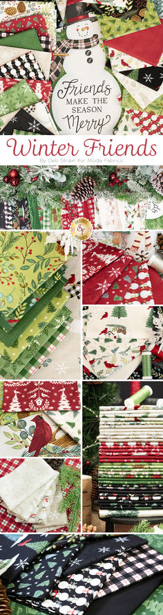 quilted christmas sweaters and tablecloths with text overlaying the image