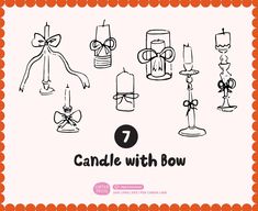 candles with bows are arranged in the shape of an arrow, and one candle has been drawn