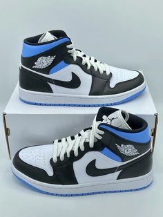 Air Jordan 1 Mid University Blue Black Size 10.5 Women 9 Men BQ6472-102 NEW | eBay Nike Air University Blue, Nike Air Jordans High Top, University Blue Air Jordan 1, Laser Blue Jordans, Nike Air Jordan Shoes Women, Dream Shoes Jordans, Blue And Black Jordans, Shoes For Men Jordan, Pic Of Shoes