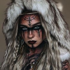 Pagan Makeup, Viking Face Paint, Viking Valkyrie, Warrior Makeup, Viking Halloween Costume, Viking Makeup, Vikings Halloween, Viking Warrior Woman